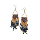 Sachi Beaded Safari Earrings – Open Triangle and Bead Fringe