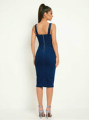 Square Neck Sleeveless Denim Mini Dress