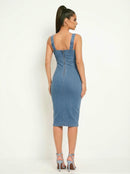Square Neck Sleeveless Denim Mini Dress