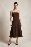 Bustier Strapless Faux Suede Dress