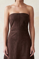 Bustier Strapless Faux Suede Dress