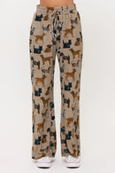 HOLIDAY DOG PRINT FLARE PANTS