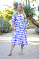 Mylah Midi Dress Geo Block Printed - Blue