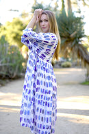 Mylah Midi Dress Geo Block Printed - Blue