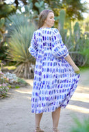 Mylah Midi Dress Geo Block Printed - Blue