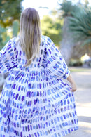 Mylah Midi Dress Geo Block Printed - Blue