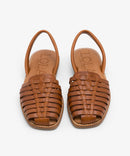 Lola Almagro Binigaus leather flat Menorquina sandals- Avellana