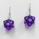 Purple D20 Dice Earrings