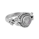 Rainbow Moonstone Swirl/Leaf Ring