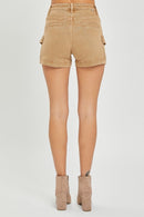 High Rise Side Cargo Pocket Shorts - Cocoa