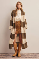 Striped Long Knit Cardigan