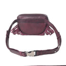 Zidana Stormy Trails Fringed Veg Tanned Leather Bag- Raven Dusk