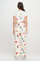 Delightful Spring Picnic Print Overalls
