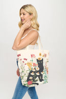 Cat Floral Print Tote