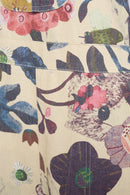 Beige Floral & Bird Print Overall