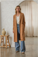 Western Faux Suede Duster Coat