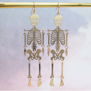 Dance Macabre Gold Skeleton Earrings