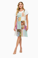 Boho Print Patch Work Overall Dress