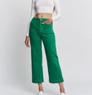 Super High Rise Cropped Wide Leg Pants- Shamrock Green