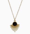 Sunburst Pendant with Faceted Semi-Precious Stone