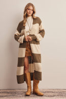 Striped Long Knit Cardigan