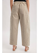 Striped Cotton Pants- Espresso/Taupe