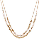 Double Chain Necklace with Crystal and Semiprecious Beads