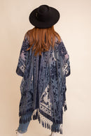 Velvet Mesh Tapestry Tassel Kimono