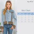 Sunset Serenade: Ice-Washed Denim Jacket with Gravel Lace
