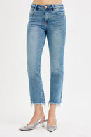 High Rise-Crop Straight-Slim Jeans