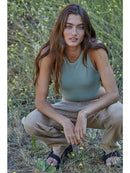 Seamless Waffle Texture Crop Tank Top