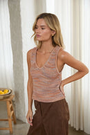 Multicolored Yarn Sleeveless V-Neck Sweater Vest