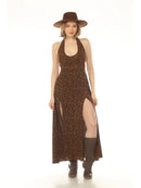 Leaf Print Tie Back Maki Dress