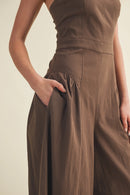 Square Neck Seamed Wide-Leg Jumpsuit