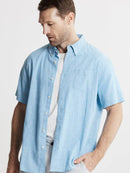 Cotton Linen Blend Short Sleeve Bay Shirt