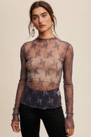 Sheer Lace Long-Sleeve Top