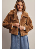 Plush Faux Fur Zip-Up Jacket