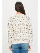 Colorful Chirpy Birds Print Sweatshirt