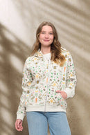 BEE GARDEN PRINT ZIP-UP HOODIE