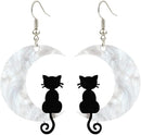 Sitting Kitty Crescent Moon Earrings