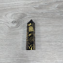 Black Obsidian Obelisk Tower - Golden Celestial