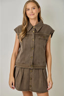 Washed Braided Denim Vest