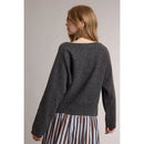 Boat Neck Knit Sweater - Charcoal