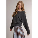 Boat Neck Knit Sweater - Charcoal