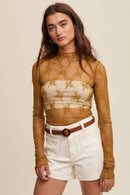 Sheer Lace Long-Sleeve Top