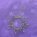 Silver Sunburst Crystal Necklace
