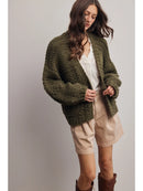 Handmade Chunky Knit Cardigan- Green Olive