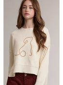 Dog Outline Graphic Sweater- Butter