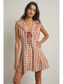 Gingham Sailor Collared Mini Dress