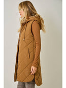 Quilted Puffer Long Hoodie Vest
